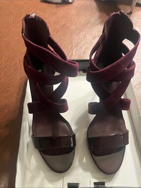 DKNY Burgundy Strappy Crisscross Heels